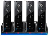 GreyMobiles FOUR Controller Charger Dock Stand & 4x Rechargeable Battery Pack For Nintendo Wii Remote (BLACK EDITION)