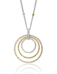 Diamond 18k Three Tone Gold Pendant Necklace