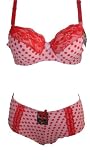 Sexy Dotted Lace Trim Demi Cup Multifunctional Underwire Paded Bra and Lowrise Boyshort Panty Set