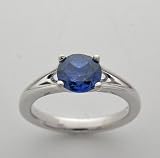 14k White Gold Ring, Set With Natural Sapphire 1.37 Ct