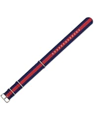 NATO Ballistic Nylon Watch Band - Navy with Red stripe - 18mm
