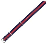 NATO Ballistic Nylon Watch Band – Navy with Red stripe – 18mm