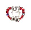 Hair Clip - H63 - Heart set with Swarovski (tm) Crystal Stones - Small Size ~ Siam (Red)