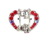 Hair Clip - Sm. Heart - Siam Red Crystals (63)