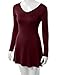 Doublju Women Basic Designed V-Neck Long Sleeve Flare Tunic Top