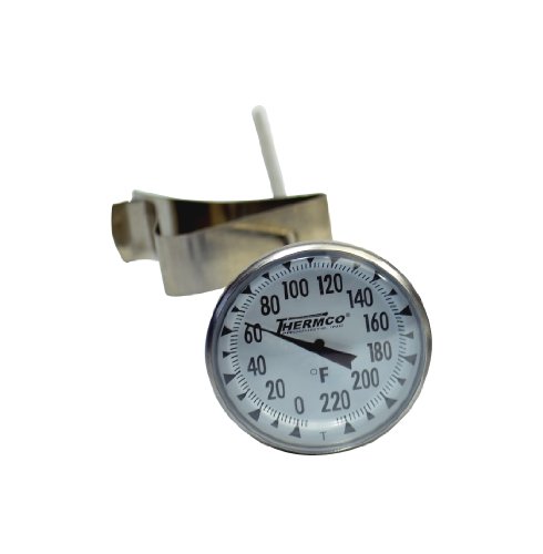 ThermcoACCG220F Bi-Metal Dial Laboratory Thermometer, 1-3/4" Dial Size, 8" Stems with No Cover, 0° to 220°F Range, 2.0°F Division, 2" Immersion