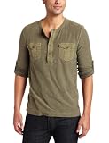 Calvin Klein Jeans Men's Long Sleeve Military Henley Shirt, Tarmac, Medium