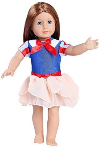 Toy Doll Clothes - 1 Piece Everyday Blue and Off-White Dress with Red Accents