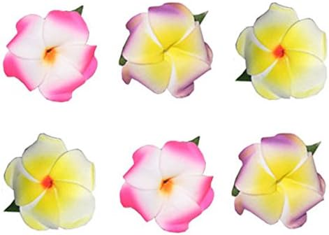Foam Hair Clip, Plumeria with Maile, Asst. (Pack of 6)