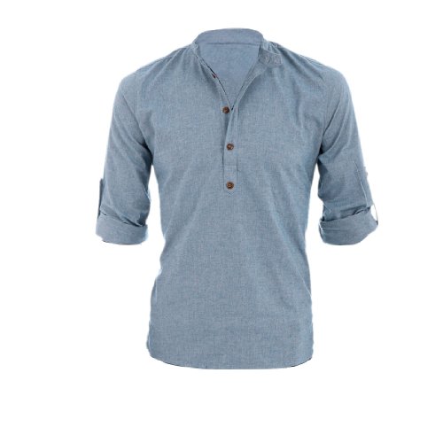 Allegra K Men's Collar Long Sleeve Loose Shirt