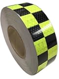 LizardTape 2"in. x 150'ft. Multi Color Grid Design Reflective Conspicuity Tape - Color Lime/Black ...