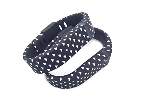 i-smile® 2pcs Replacement Bands with Metal Clasps for Fitbit Flex / Wireless Activity Bracelet Sport Wristband / Fitbit Flex Bracelet Sport Arm Band (No tracker, Replacement Bands Only) & Silicon Fastener Ring For Free – Provided by i-smile® (2pcs Small Black with White Hearts Color, Small)