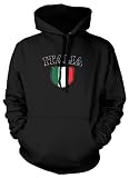 (Cybertela) Italia Flag Crest Sweatshirt Hoodie Country Pride Shield Hoody (Black, X-Large)