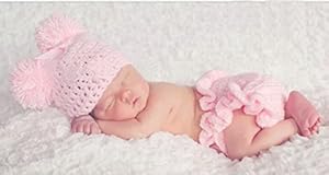 Jastore® Photography Prop Baby Cartoon Pink Costume Crochet Knitted Hat Diaper