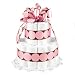 New Baby Girl Diaper Cake - 2-Layer Pink Polka Dots on Brown Ribbon - Great Baby Shower Gift Idea or Table Centerpiece