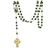 Celtic Rosary - Gold Toned Irish Celtic Cross with Green Glass Shamrock Beads and Enameled St. Patrick Medal Attached