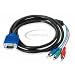 Brand New 1.5m VGA to 3 RCA Component Cable for PC Laptop HD TV