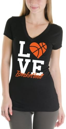 Juniors V-Neck Love Basketball T-Shirt (S-L)