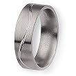 Grooved Flat Brushed and Polished Titanium Ring with Line Design (7.0 mm) With Wood Box - Sizes 7.5-12