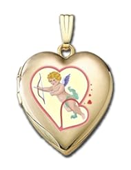 14K Gold Filled "Cupids Heart" Sweetheart Locket 3/4 inch x 3/4 inch in Solid 14K Gold Filled