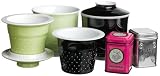 The TeaSpot Tea For 2 Gift Set: 1 Black Steepin Cup, 1 Key Lime Steepin Cup, 1 Sample Tin Green Tea, 1 Sample Tin White Tea, 3.5-Pound Boxes
