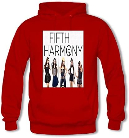 SHSUE Men's Fifth Harmony Printed Cotton Hooded Sweatshirt X-Large Red