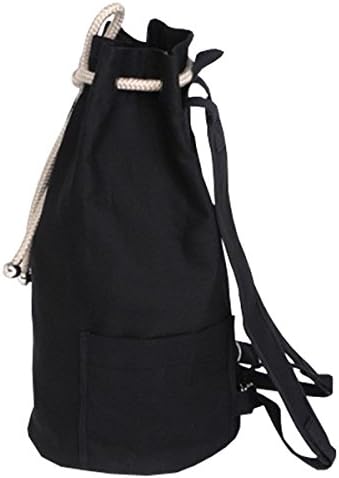 Mierlife Men's Large Capacity Canvas Cylinder Backpack (Black)