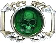 Mens Gripped Green Resin Skull Metal Belt Buckle