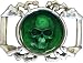 Mens Gripped Green Resin Skull Metal Belt Buckle