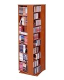 CD / DVD / VHS Huge 1040 Spinner Storage Rack for Media in Cherry Finish