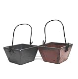 Distressed Rice Bucket (Wood w/Metal Handle)