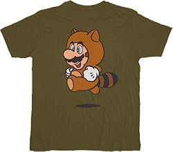Nintendo Super Mario Tanooki Suit Green T-Shirt Tee