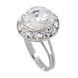 Silvertone Framed Clear Swarovski Crystal Fashion Ring