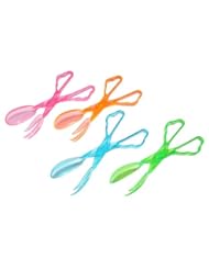 Set of 4 - Plastic Salad Tongs Neon Colored Plastic Salad Server for Salad Bar
