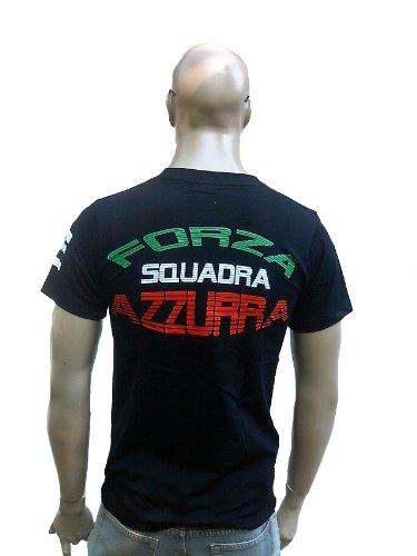 Ticila Herren T-Shirt Italia Italien Italy Forza Squadra Azzurra Azzurri Fussball WM EM Designer Fan Tee Trikot Schwarz XL 56