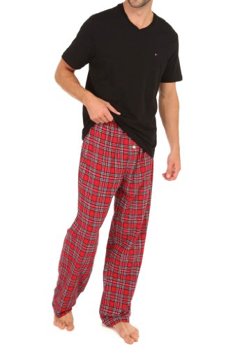 Tommy Hilfiger Men's Clay Plaid Pajama Gift Set with Short Sleeve Tee
