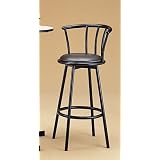 Bar Stool in Satin Black Finish Metal with Swivel Seat and Back 2 Pack By Coaster Furniture