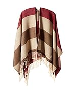 Cortefiel Poncho Rayas (Granate / Crudo / Marrón)