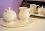 Milk and Sugar Set with Tray...Porcelain Cream Lace