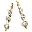 14kt Yellow Gold Three Stone Designer Style Diamond Fashion Earrings