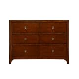 Alban Walnut Finish 6 Drawers Dresser