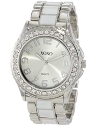 XOXO Womens XO5410  Silver-tone/White Epoxy Bracelet With Rhinestones Accent Watch