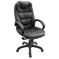 Handsome High Back, Black Glove Soft Leather Executive Swivel
