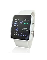 Cool Binary LED Digital Man Lady Unisex Watch Decoration Sport Watch (White)