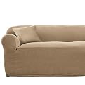 Stretch Rib Slipcover Collection - Beach House Tan