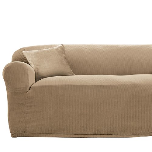 Stretch Rib Slipcover Collection - Beach House Tan