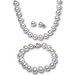 White 10-11mm AA+ Cultured Pearl Strand Princess Necklace 18", Bracelet & Earrings Platinum Overlay Sterling Silver Set