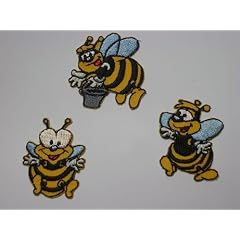 3-er Set Biene Bienen Honig Tier Insekt B�GELBILD Aufkleber AUFN�HER APPLIKATION Sticker