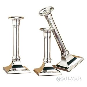 Empire Sterling Plain Border Column Candlestick - 7-1 8 by Empire Silver