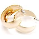 Gold Polished Contemporary Hoop Earrings